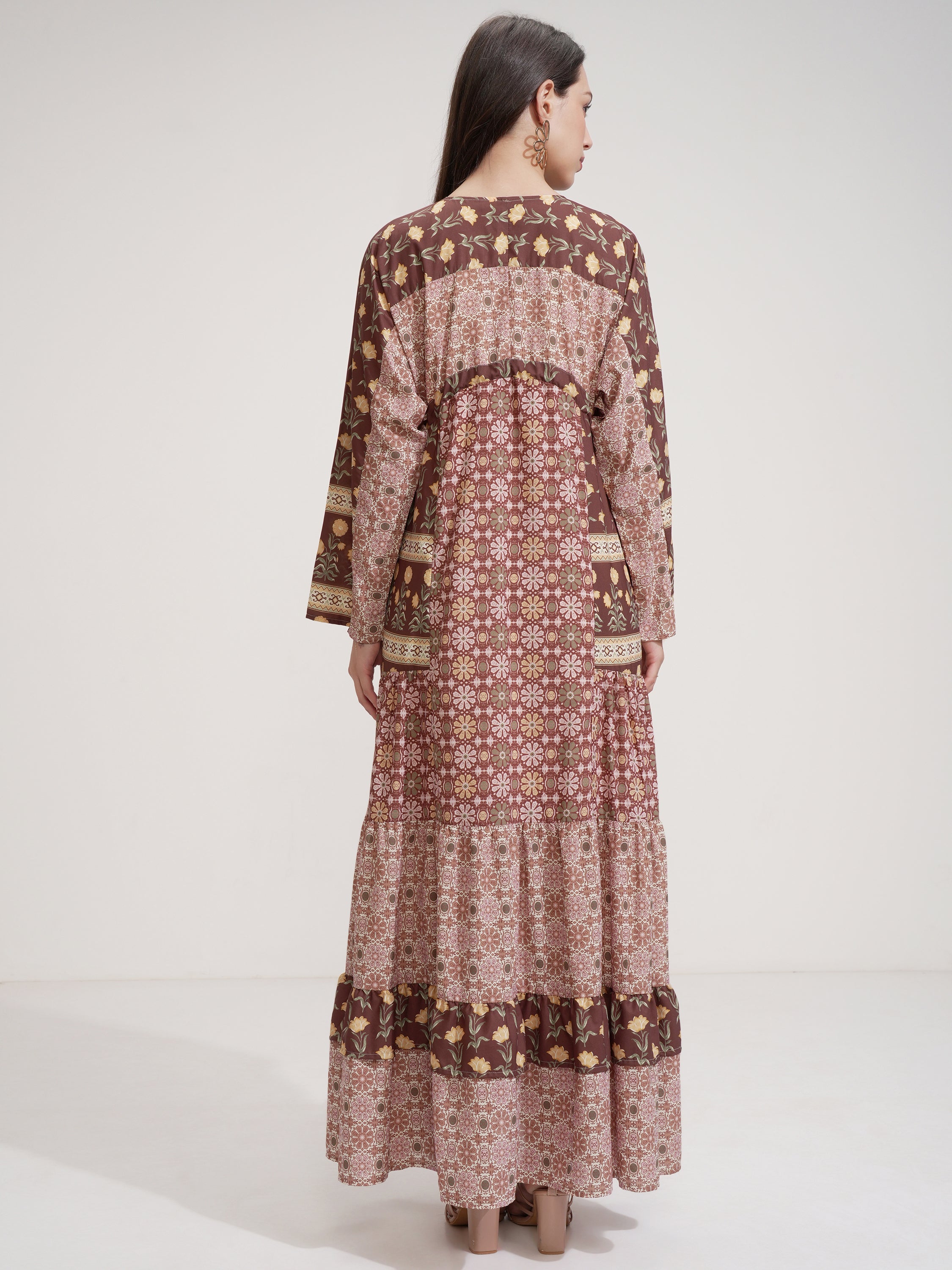 Tokyo Talkies Women Olive Printed Maxi Dress - Olive - Image 3