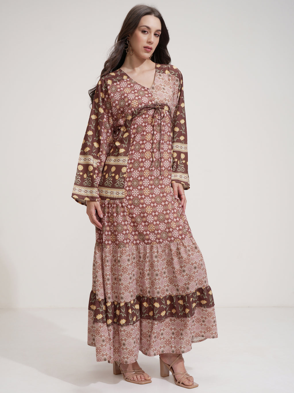 Tokyo Talkies Women Olive Printed Maxi Dress - Olive - Image 6