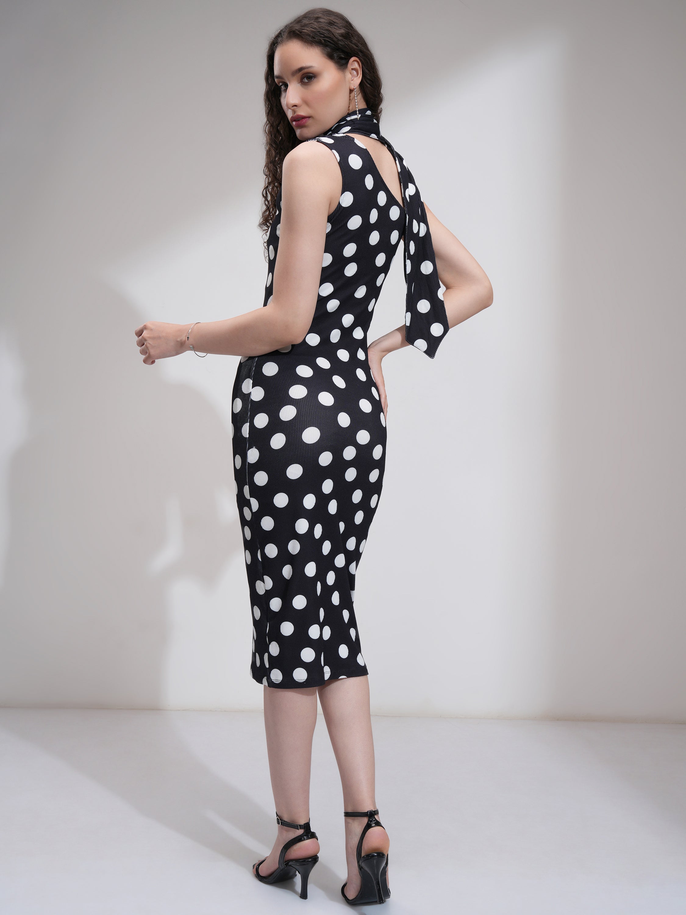 Tokyo Talkies Women Black Printed Bodycon Dress - Black - Image 3