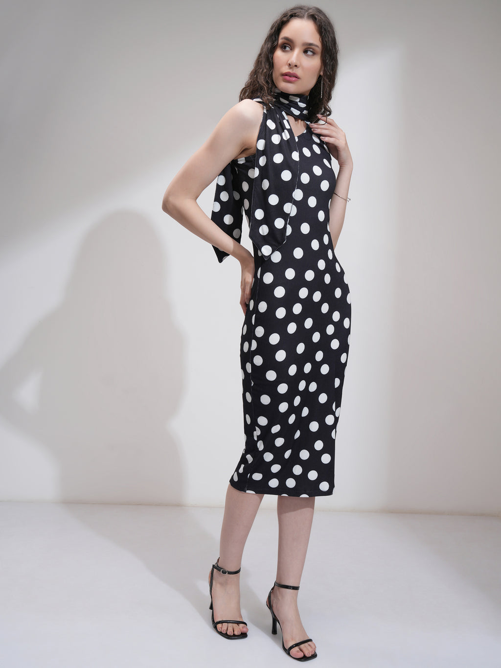 Tokyo Talkies Women Black Printed Bodycon Dress - Black - Image 4