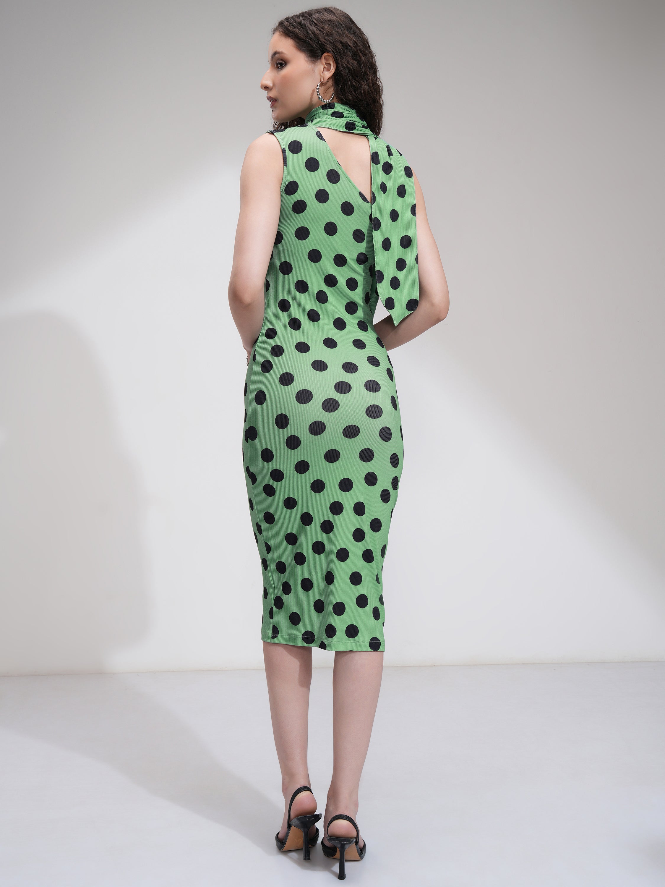 Tokyo Talkies Women Green Printed Bodycon Dress - Green - Image 3