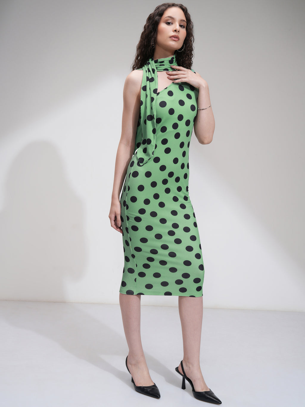 Tokyo Talkies Women Green Printed Bodycon Dress - Green - Image 6
