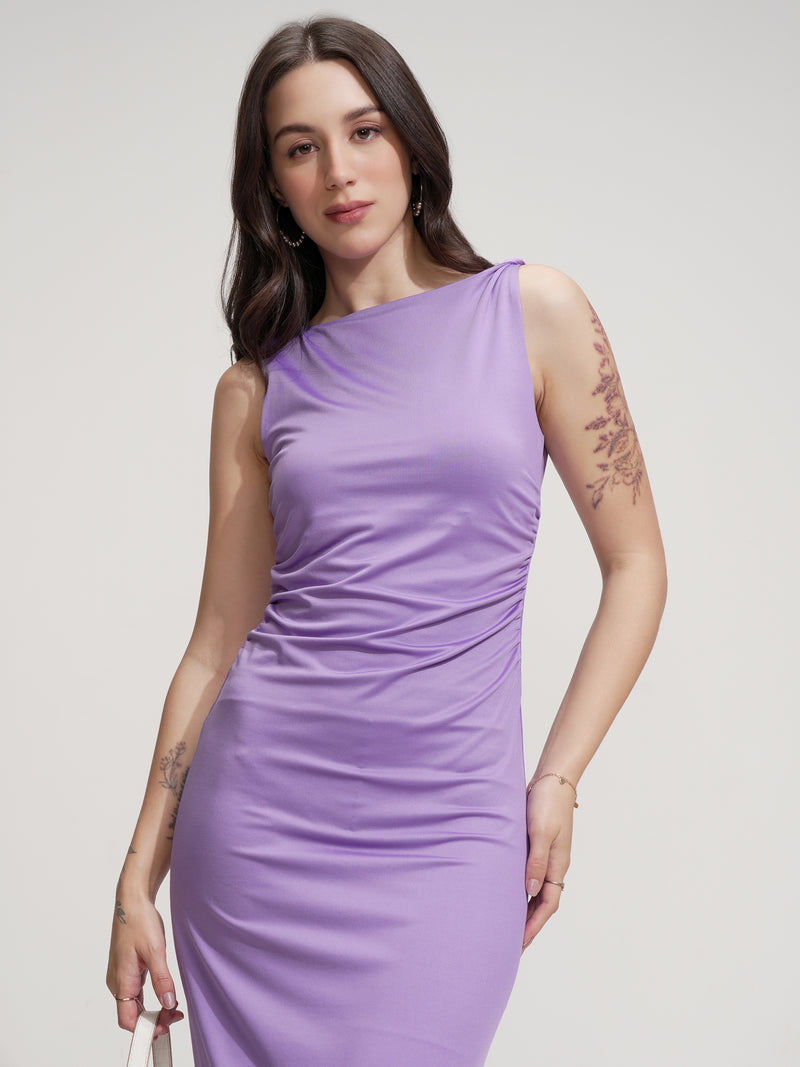 Tokyo Talkies Women Lavender Solid Maxi Dress - Lavender - Image 1