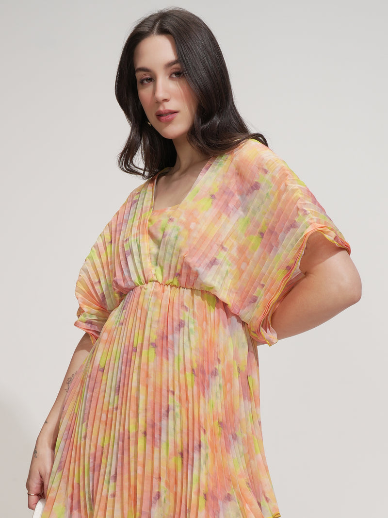 Tokyo Talkies Women Yellow Printed Fit And Flare Dress - Yellow - Image 1