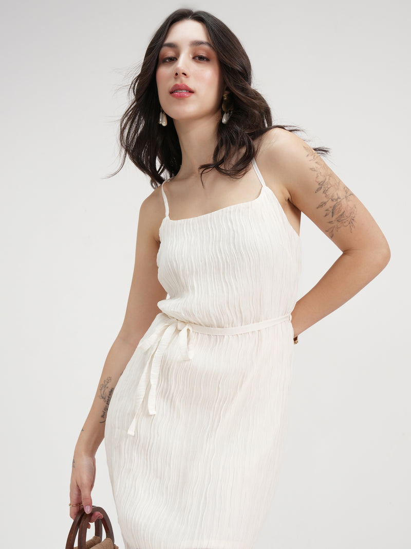 Tokyo Talkies Women Cream Solid Maxi Dress - Cream - Image 1