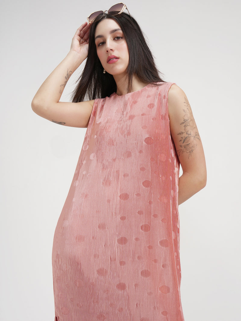 Tokyo Talkies Women Peach Printed A-Line Dress - Peach - Image 1