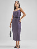 ESPYR By Tokyo Talkies Women Violet Striped Fit and Flare Dress - Violet - Image 1