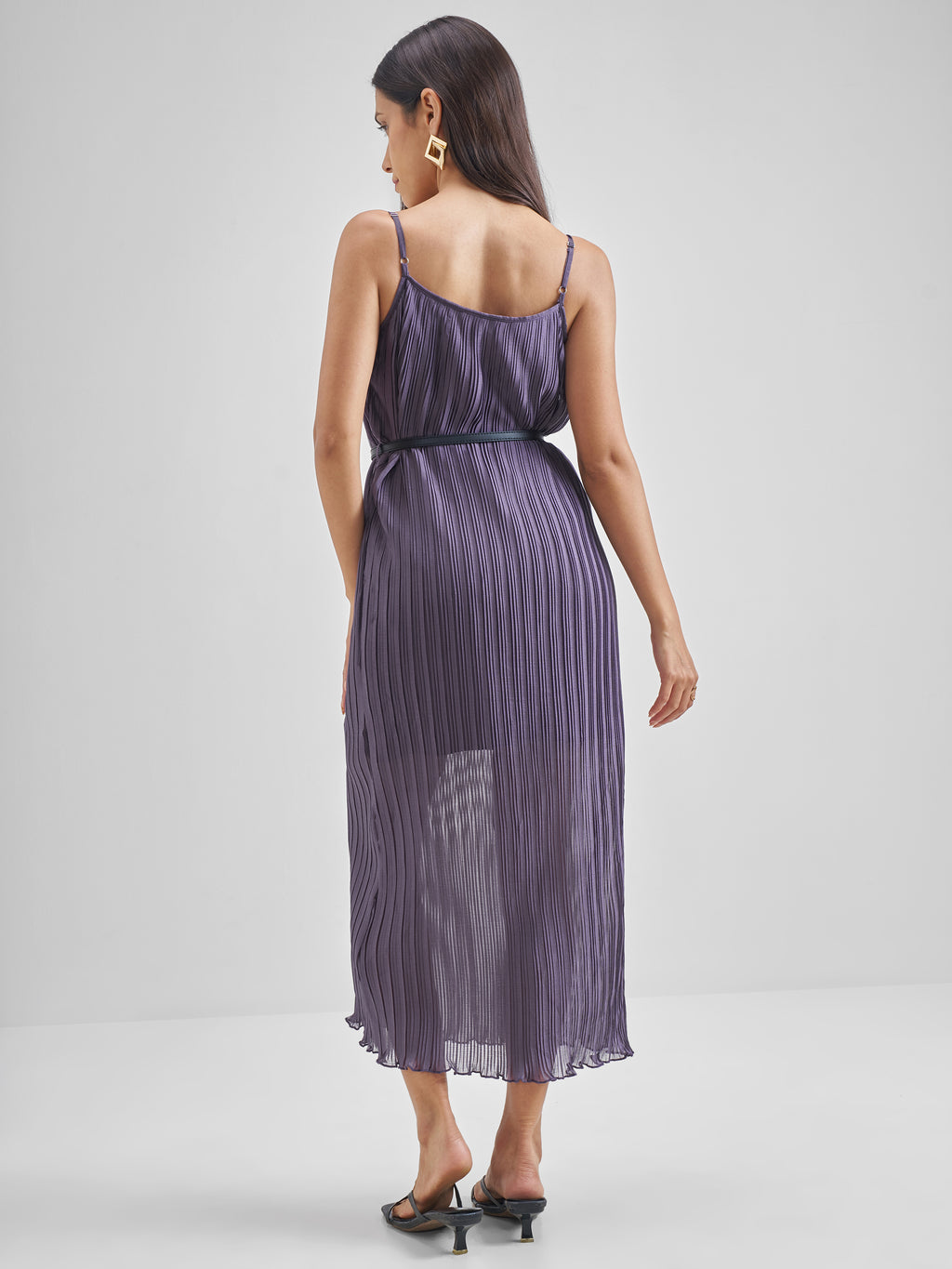 ESPYR By Tokyo Talkies Women Violet Striped Fit and Flare Dress - Violet - Image 3