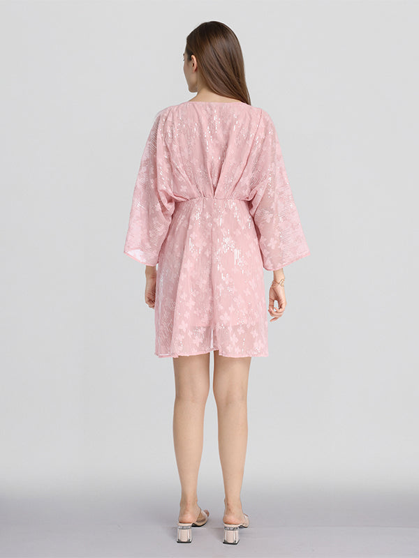 ESPYR By Tokyo Talkies Women Pink Embellished Fit and Flare Dress - Pink - Image 3