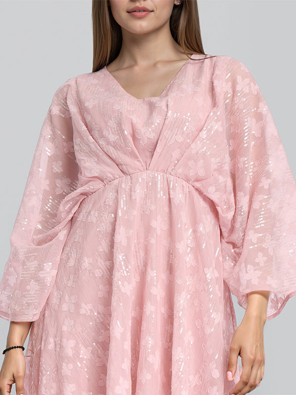 ESPYR By Tokyo Talkies Women Pink Embellished Fit and Flare Dress - Pink - Image 5