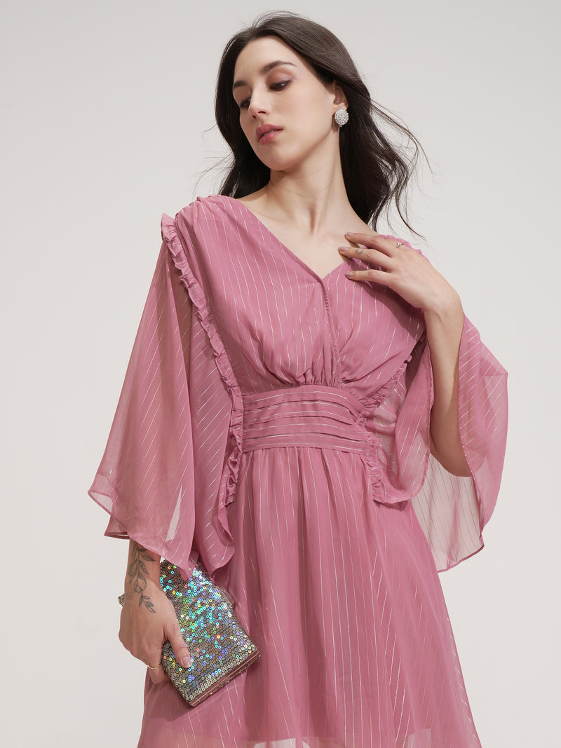 ESPYR By Tokyo Talkies Women Solid Fit and Flare Dress - Rose - Image 1