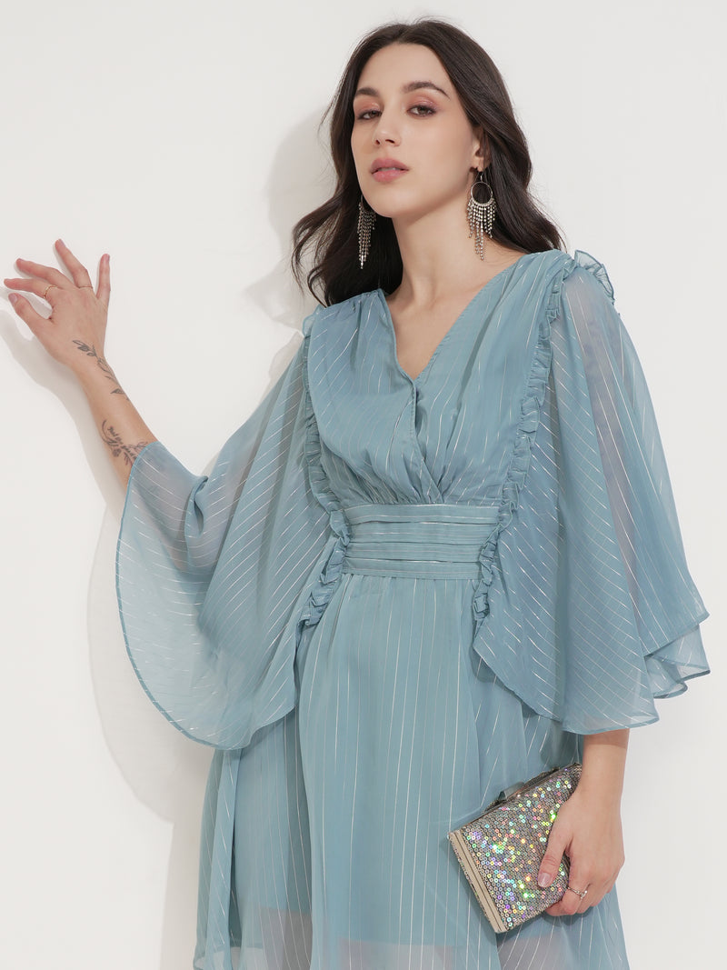 ESPYR By Tokyo Talkies Women Solid Fit and Flare Dress - Blue - Image 1