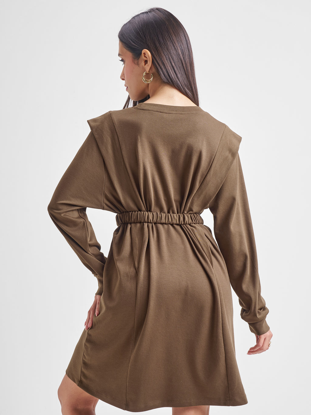 Tokyo Talkies Women Brown Solid Fit and Flare Dress - Brown - Image 3