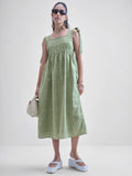 Tokyo Talkies Women Green Solid Fit and Flare Dress - Green - Image 1