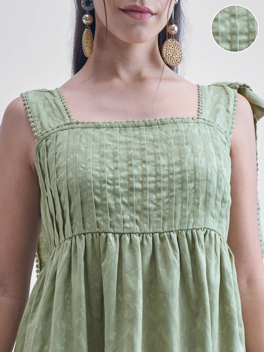 Tokyo Talkies Women Green Solid Fit and Flare Dress - Green - Image 5