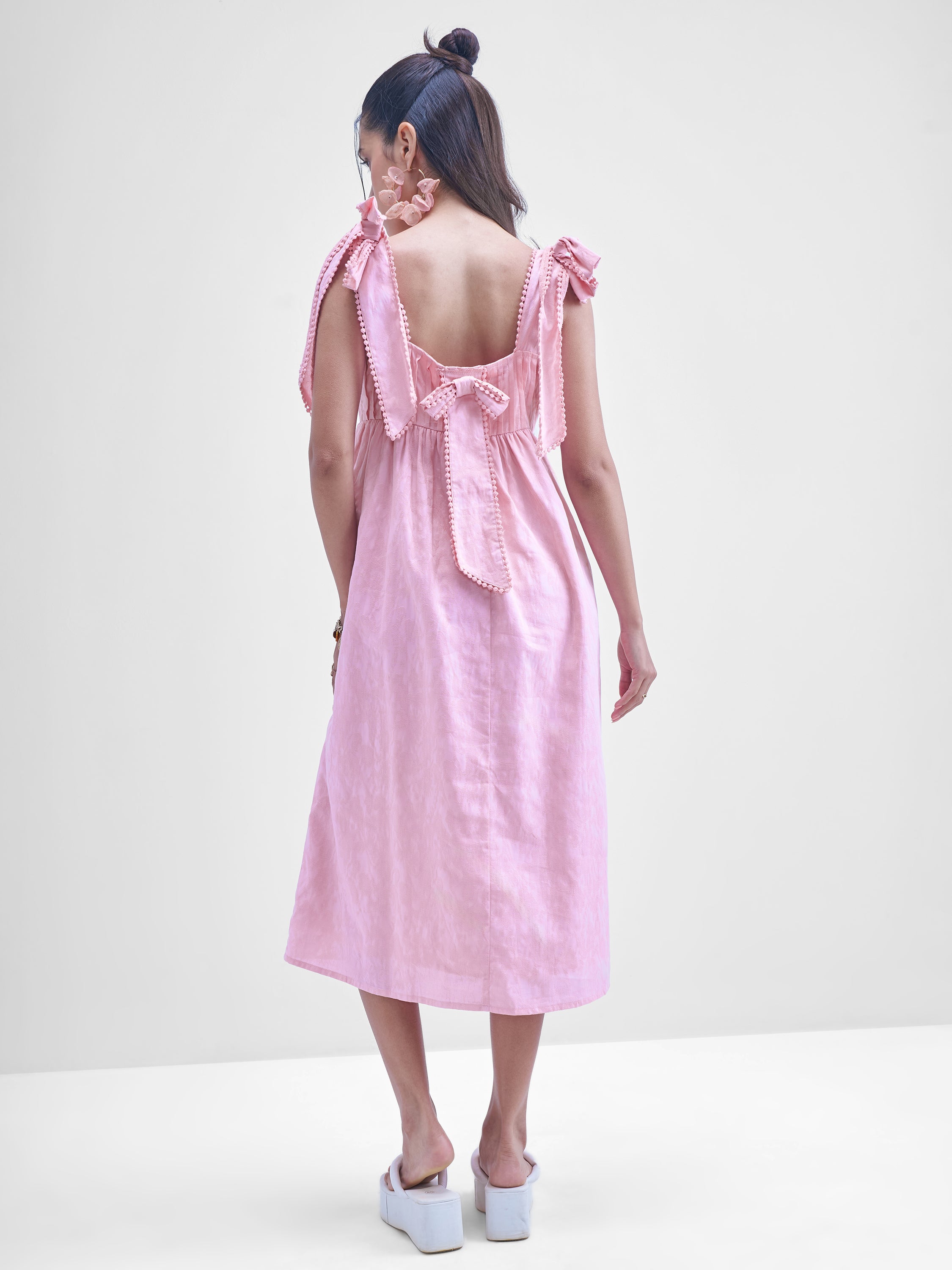 Tokyo Talkies Women Pink Solid Fit and Flare Dress - Pink - Image 3