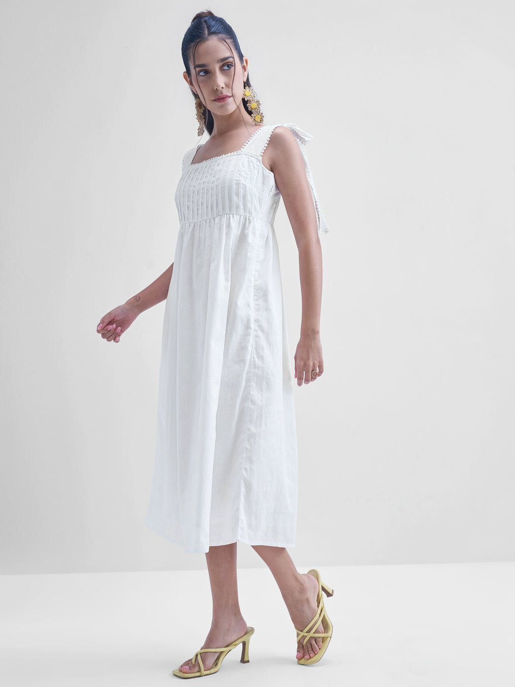 Tokyo Talkies Women White Solid Fit and Flare Dress - White - Image 2