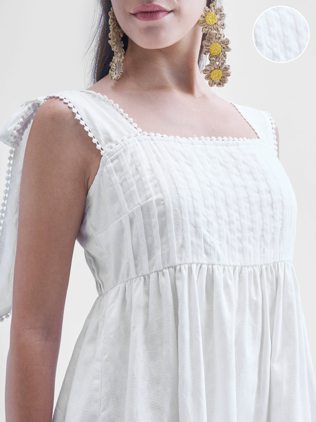 Tokyo Talkies Women White Solid Fit and Flare Dress - White - Image 5