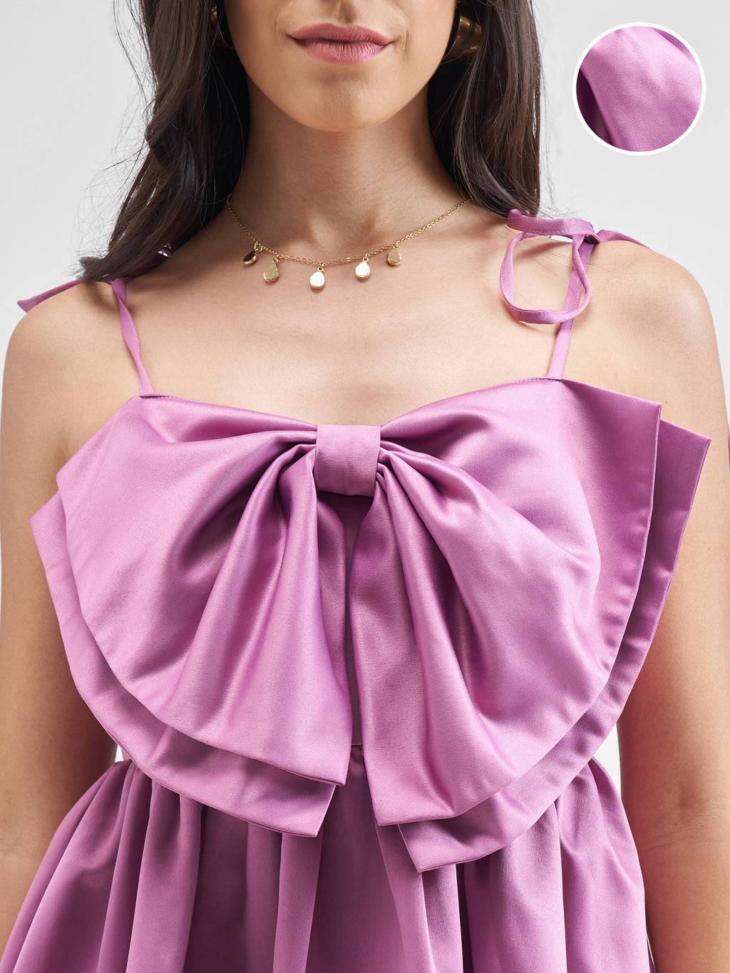 Tokyo Talkies Women Purple Solid Balloon Dress - Purple - Image 5