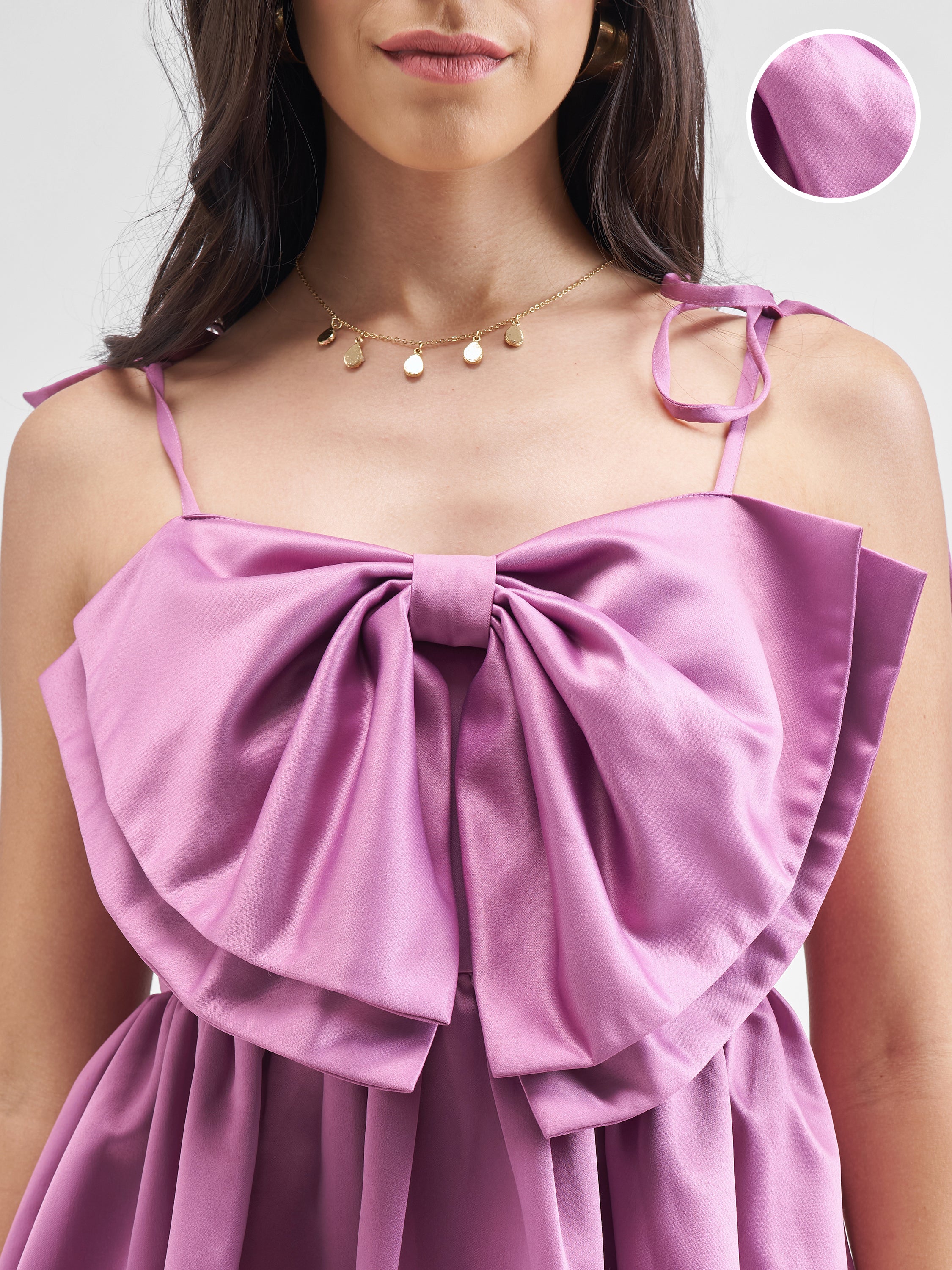 Tokyo Talkies Women Purple Solid Balloon Dress - Purple - Image 5