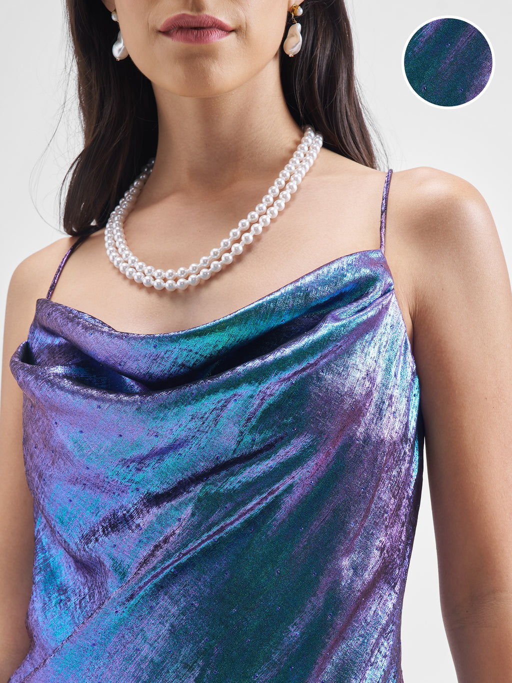 Tokyo Talkies Women Blue Solid Fit and Flare Dress - Blue - Image 5