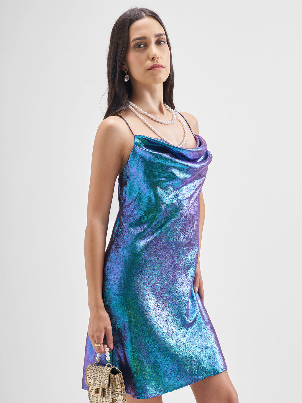 Tokyo Talkies Women Blue Solid Fit and Flare Dress - Blue - Image 6