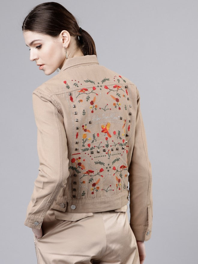 Beige Denim Jacket - Beige - Image 1