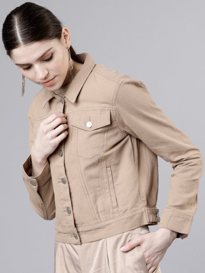 Beige Denim Jacket - Beige - Image 2