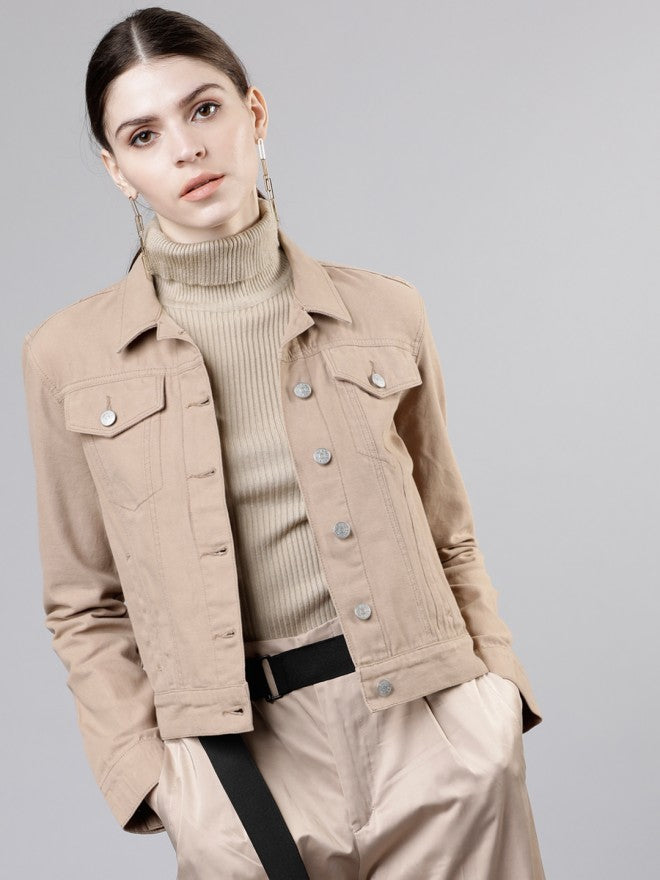 Beige Denim Jacket - Beige - Image 3