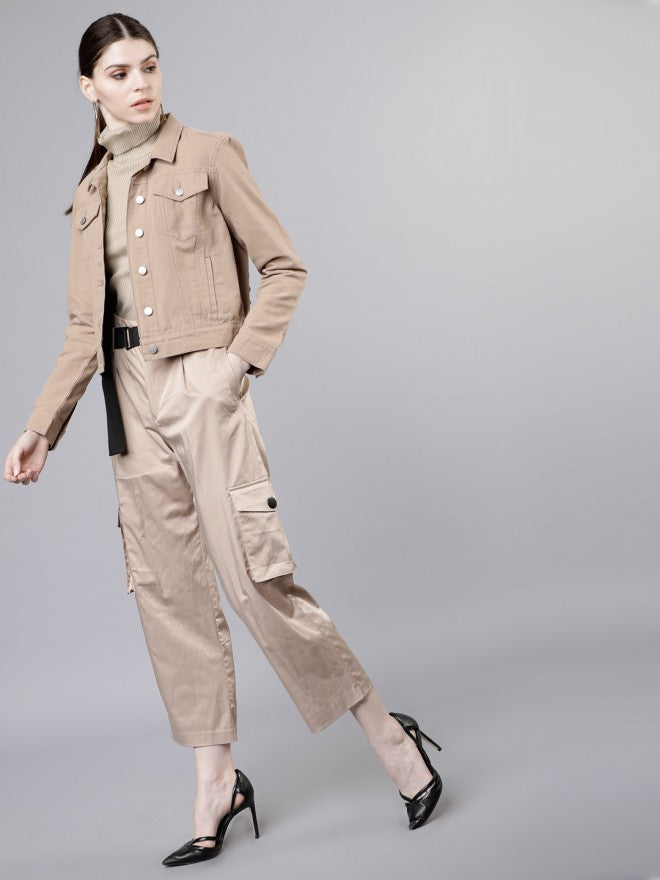 Beige Denim Jacket - Beige - Image 5