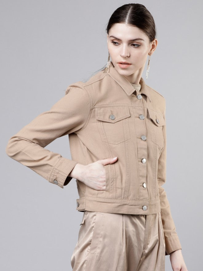 Beige Denim Jacket - Beige - Image 6