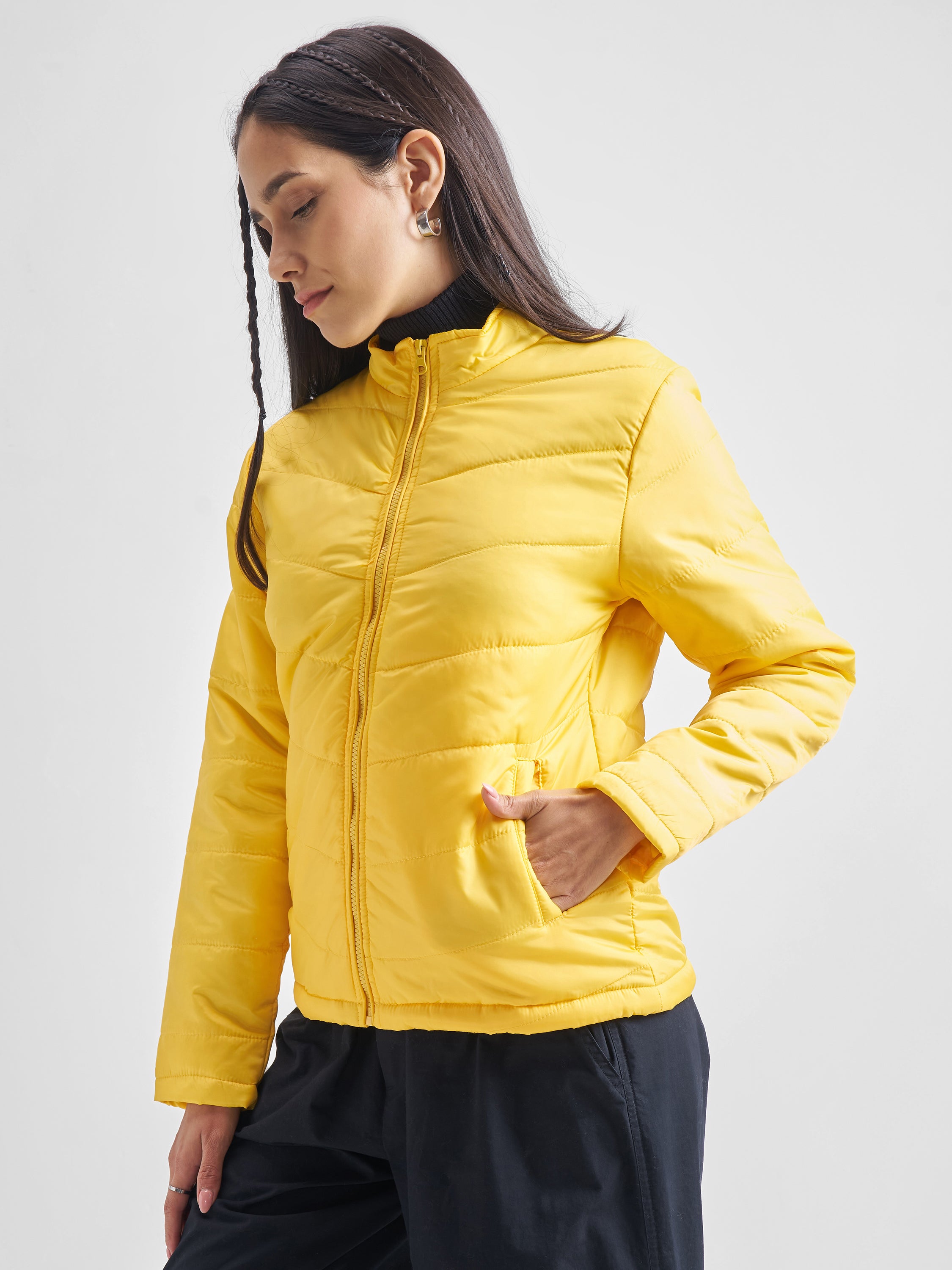 Tokyo Talkies Womens Yellow/Orange Polyester Jacket - Yellow - Image 4
