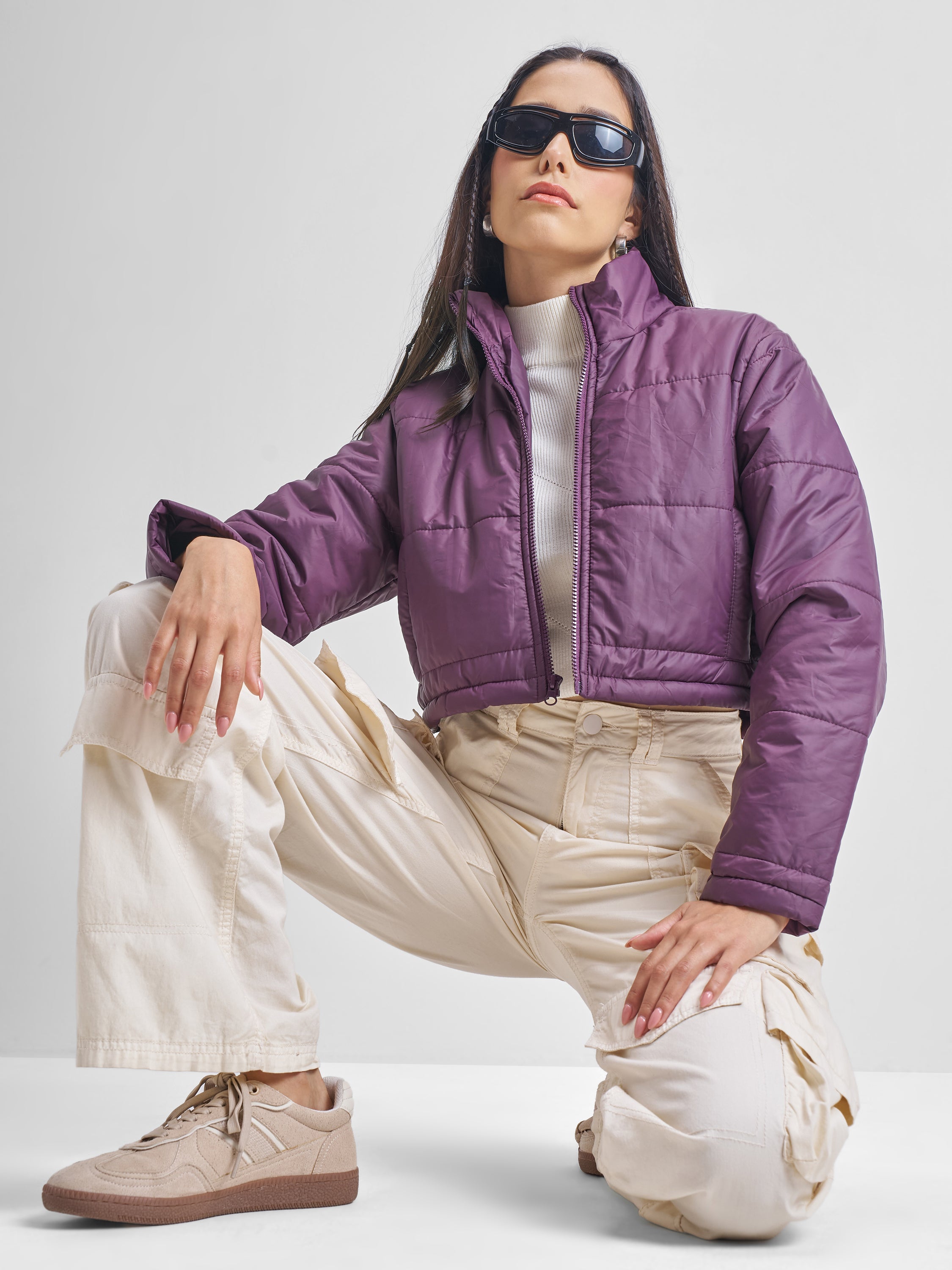 Tokyo Talkies Womens Puffer Jacket - Purple - Image 2