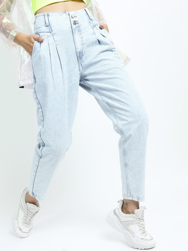 Tokyo Talkies Women Blue Mom Fit Jeans - Blue - Image 1