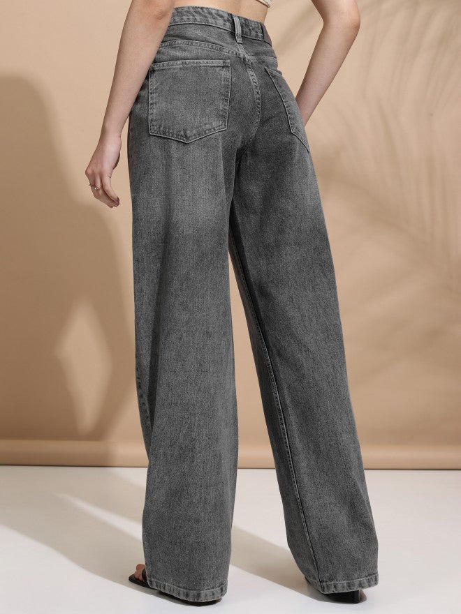 Tokyo Talkies Women Grey Straight Fit Jeans - Grey - Image 3