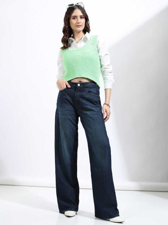 Tokyo Talkies Women Blue Straight Fit Stretchable Jeans - Blue - Image 2