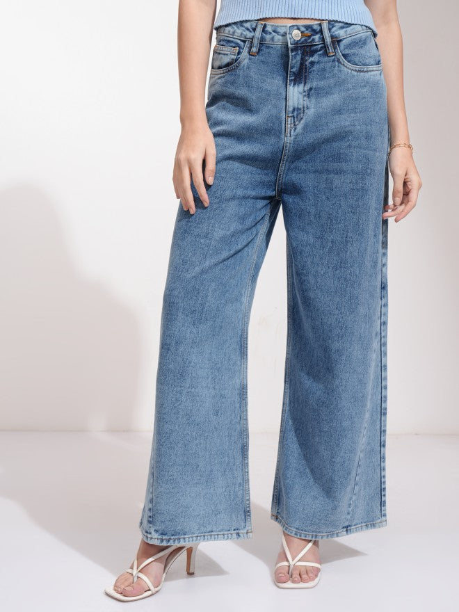 Tokyo Talkies Women Blue Flared Jeans - Blue - Image 1