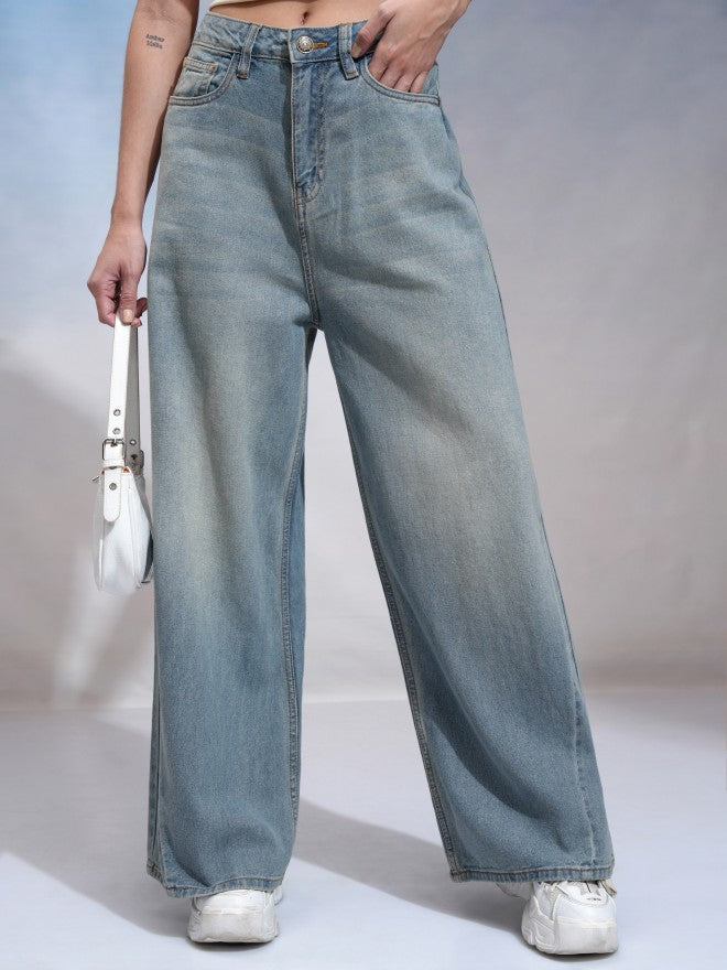 Tokyo Talkies Women Blue Flared Stretchable Jeans - Blue - Image 1