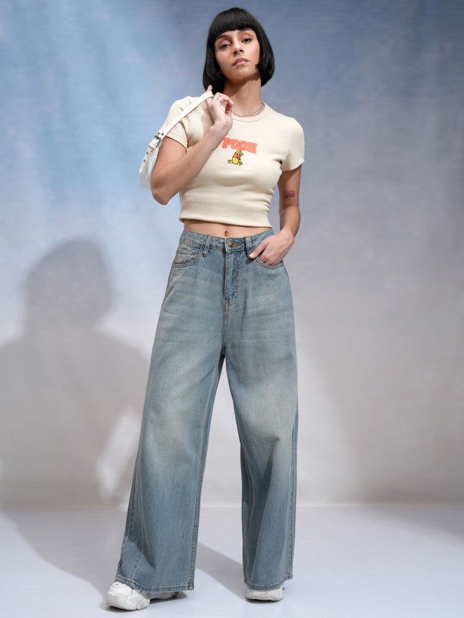 Tokyo Talkies Women Blue Flared Stretchable Jeans - Blue - Image 2