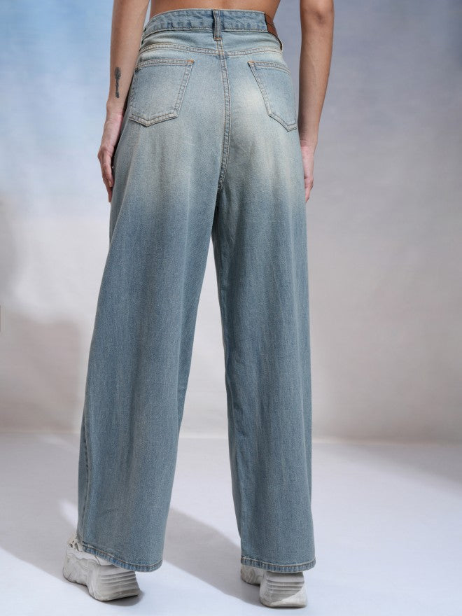 Tokyo Talkies Women Blue Flared Stretchable Jeans - Blue - Image 3