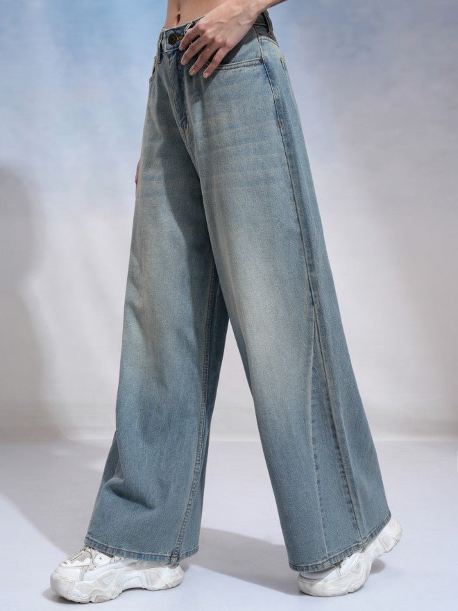 Tokyo Talkies Women Blue Flared Stretchable Jeans - Blue - Image 4