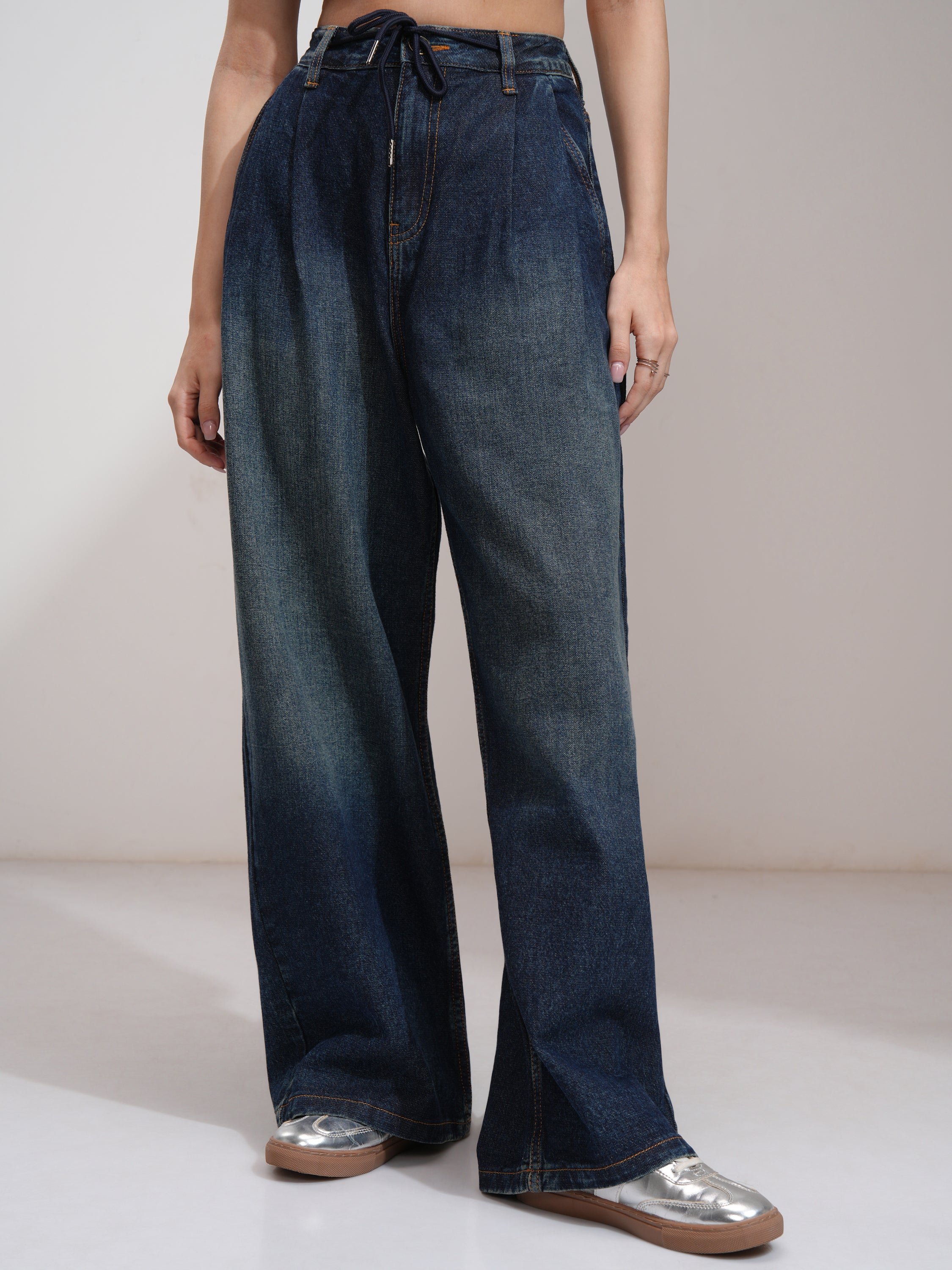 Tokyo Talkies Women Blue Baggy Jeans - Blue - Image 1