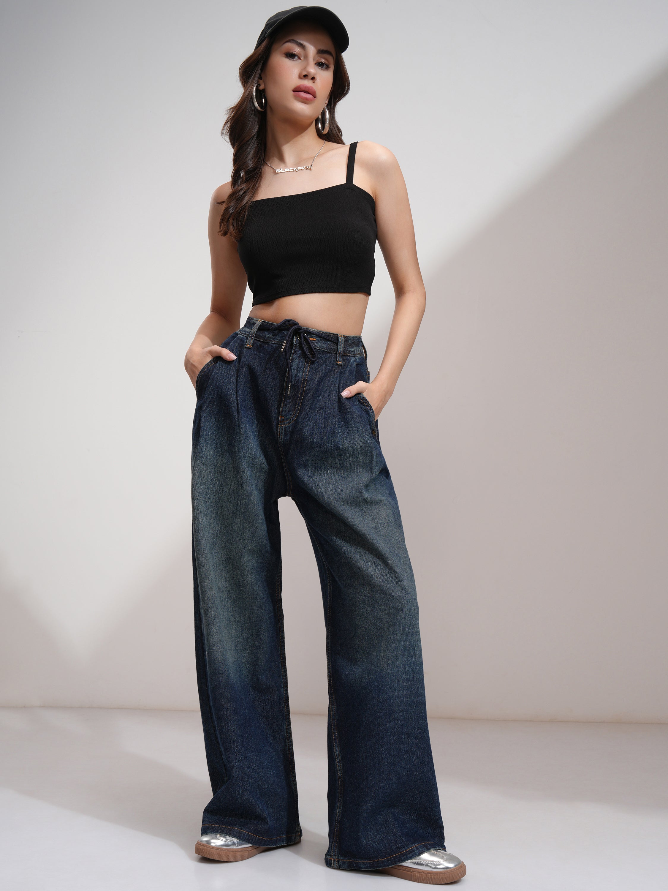 Tokyo Talkies Women Blue Baggy Jeans - Blue - Image 2