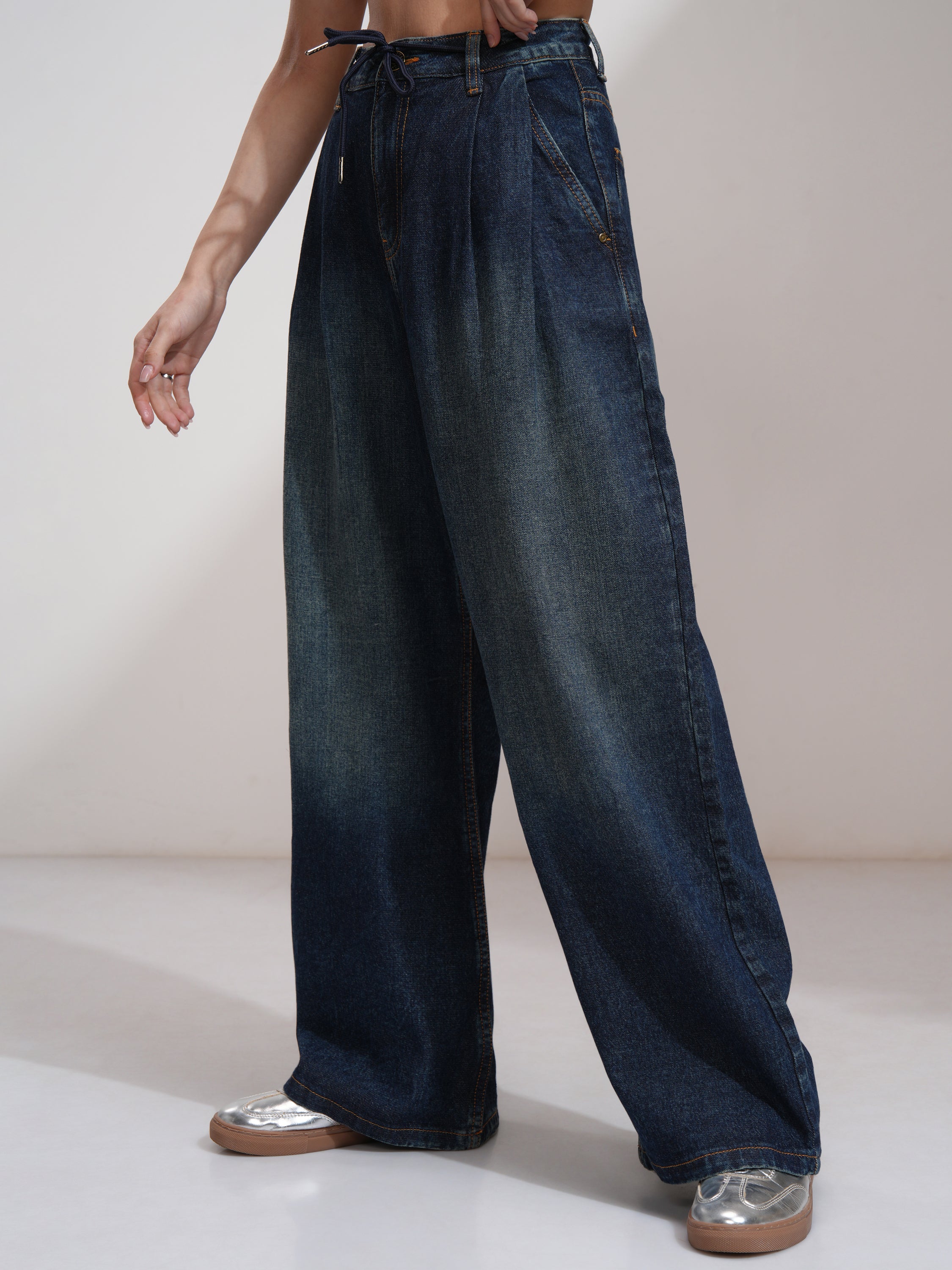 Tokyo Talkies Women Blue Baggy Jeans - Blue - Image 4