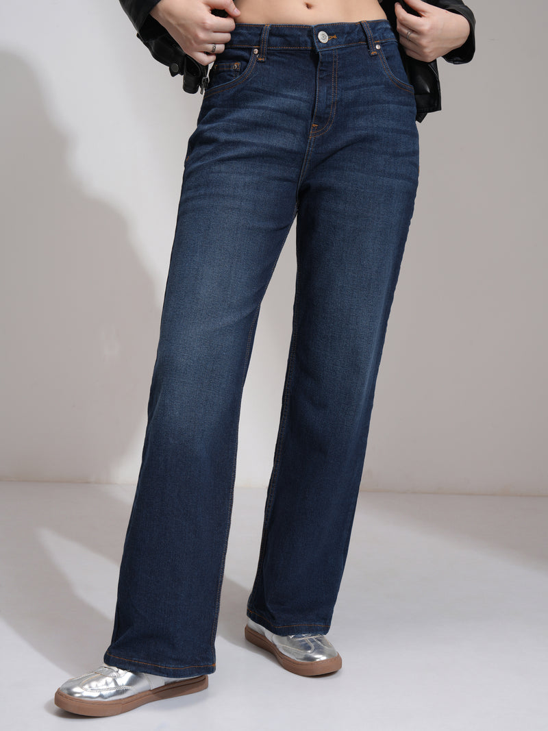 Tokyo Talkies Women Blue Straight Fit Stretchable Jeans - Blue - Image 1