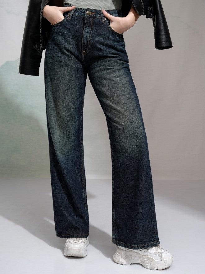 Tokyo Talkies Women Blue Bootcut Stretchable Jeans - Blue - Image 1