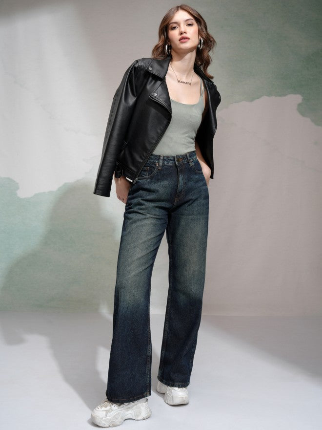 Tokyo Talkies Women Blue Bootcut Stretchable Jeans - Blue - Image 2