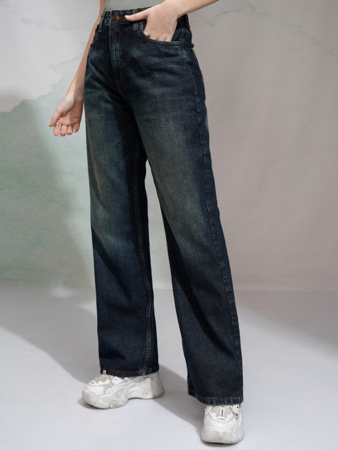 Tokyo Talkies Women Blue Bootcut Stretchable Jeans - Blue - Image 4