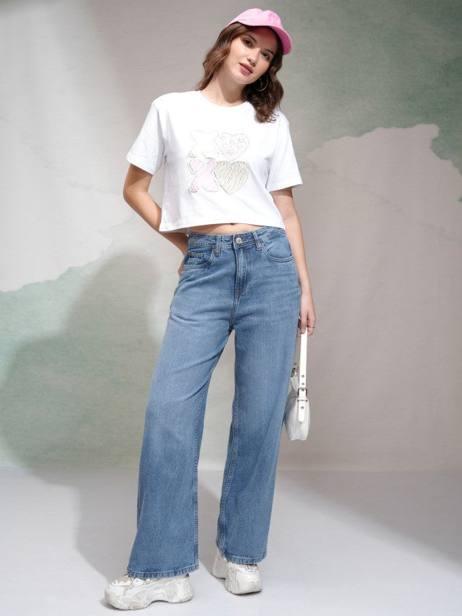 Tokyo Talkies Women Blue Flared Stretchable Jeans - Blue - Image 2