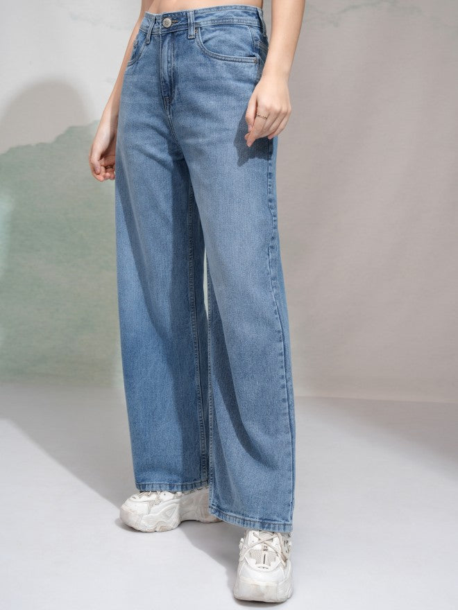 Tokyo Talkies Women Blue Flared Stretchable Jeans - Blue - Image 4